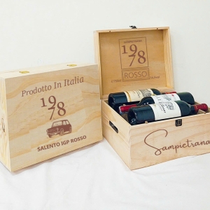 Hộp rượu gỗ 6 chai