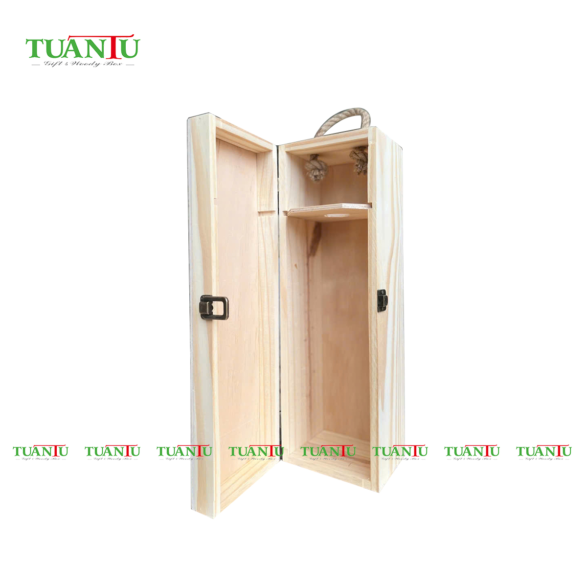 Hộp gỗ 1 chai 1.5 lít