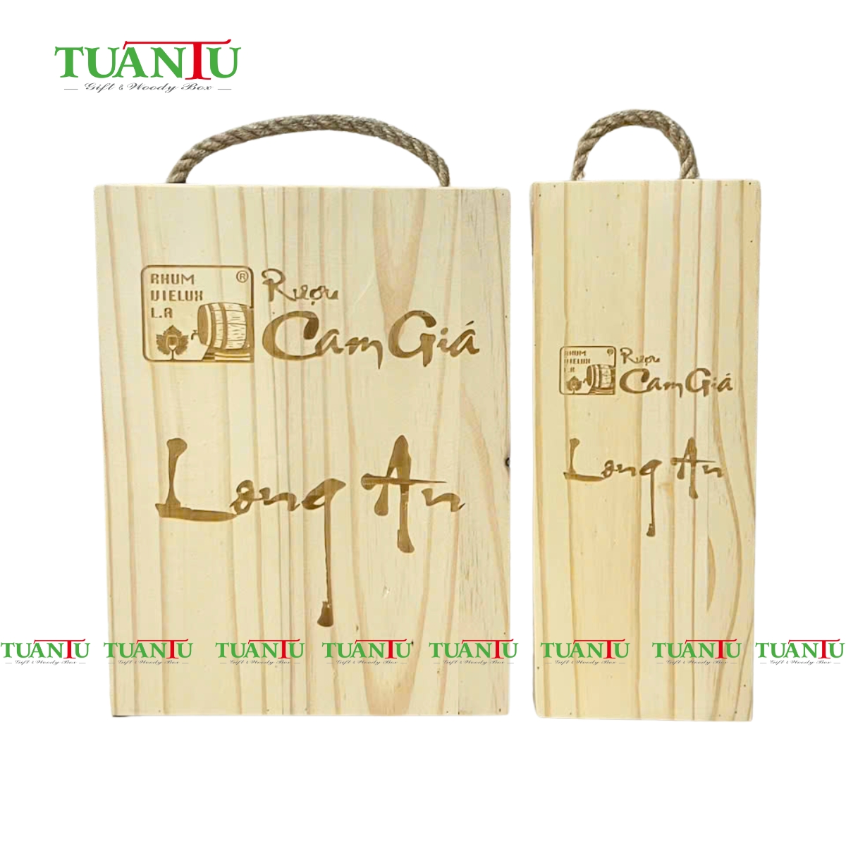 Hộp gỗ 2 chai ( sx theo yêu cầu)